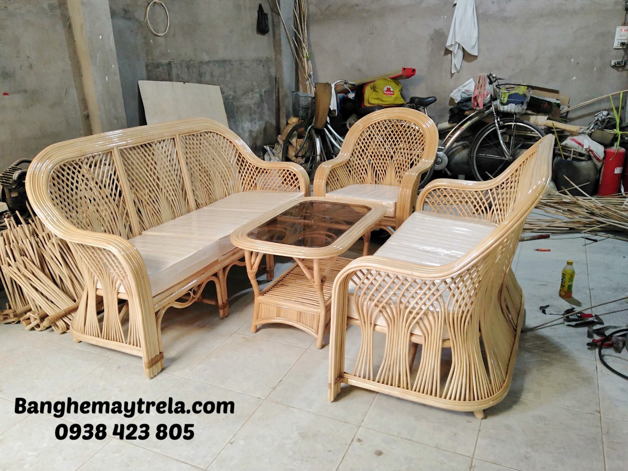 Sofa mây tự nhiên cây đóng hiện đại